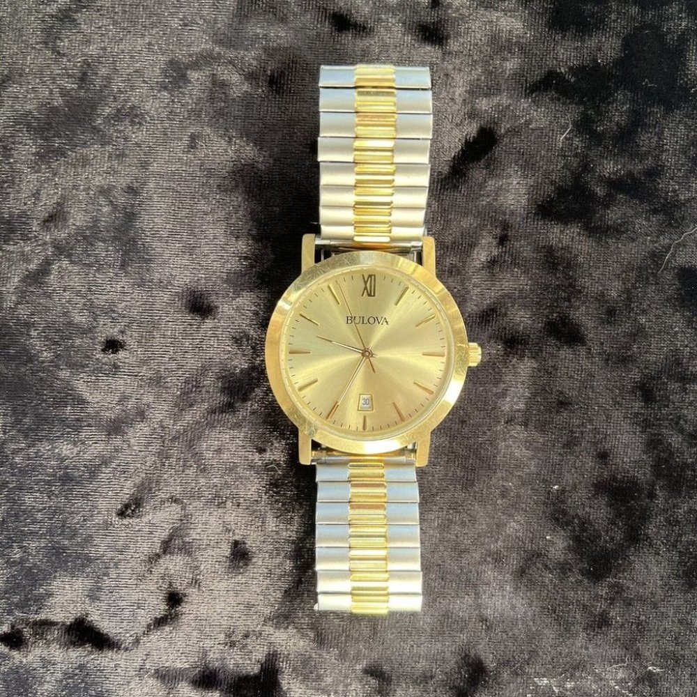 Bulova 97B135 Men's Gold-Tone Champagne Dial Stainless Steel Two Tone Band Watch